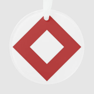 White Diamond, Bold Red Border Ornament
