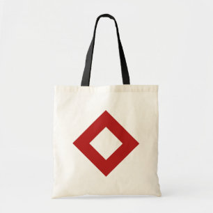 White Diamond, Bold Red Border Tote Bag
