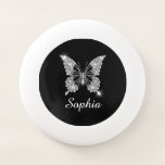 White Diamond Butterfly, DIY Script Name, Black Wham-O Frisbee<br><div class="desc">A classy white diamond butterfly design to personalise name in white script text on black background. Click “Customise” to change colours and type styles.</div>