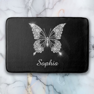 White Diamond Butterfly, Script Name, Black Bath Mat