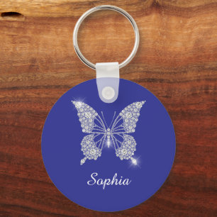 White Diamond Butterfly, Script Name, Deep Blue Key Ring