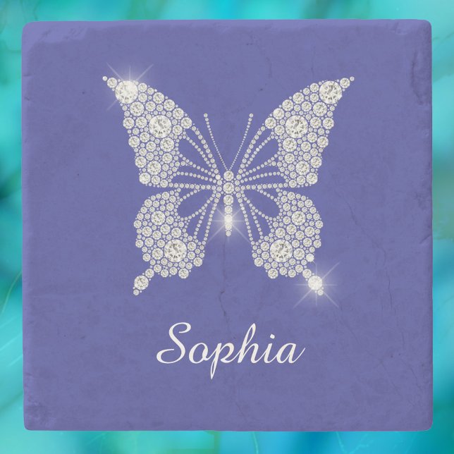 White Diamond Butterfly, Script Name, Deep Blue Stone Coaster (Creator Uploaded)
