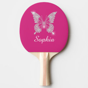 White Diamond Butterfly, Script Name, Fuchsia Ping Pong Paddle