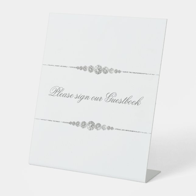 White Diamond Element Sign Our Wedding Guestbook (Front)
