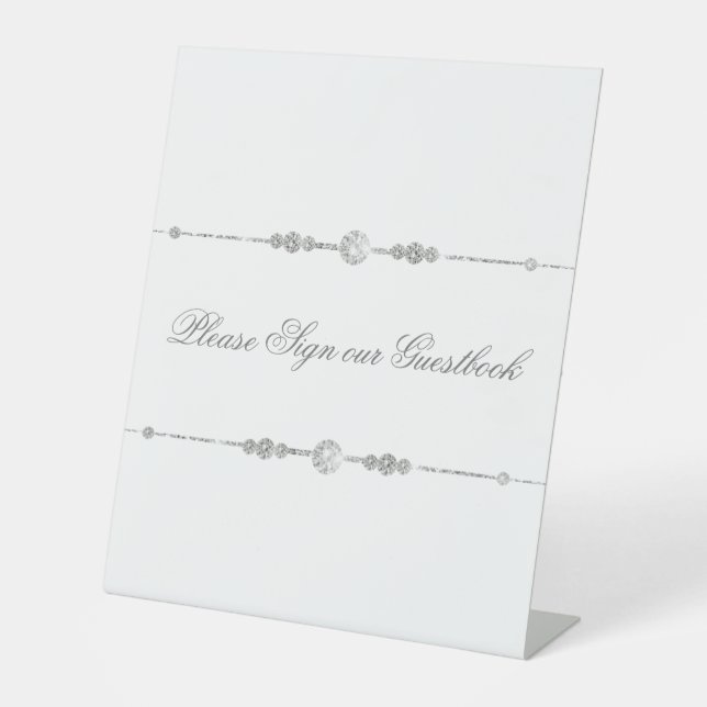 White Diamond Element Sign Our Wedding Guestbook (Front)