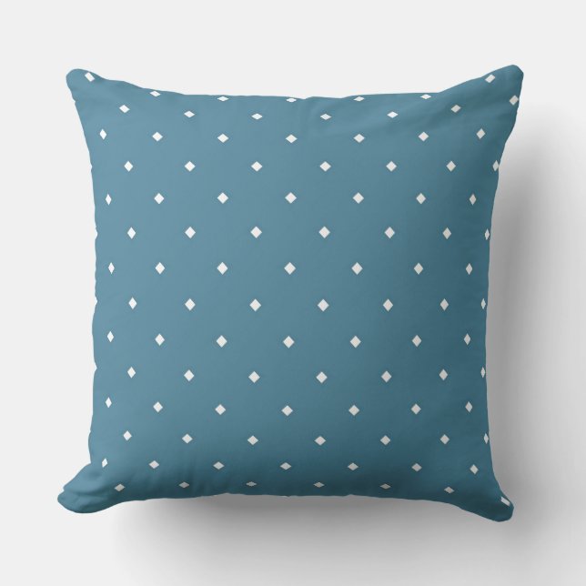 White Diamond Geometric Pattern on Blue Cushion (Front)