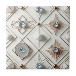 White Diamond Mid Century Modern Ceramic Tile