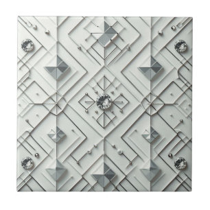 White Diamond Mid Century Modern Ceramic Tile