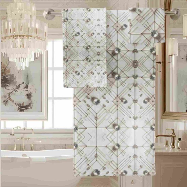White Diamond Mid Century Modern Towel Set (Creator Uploaded)