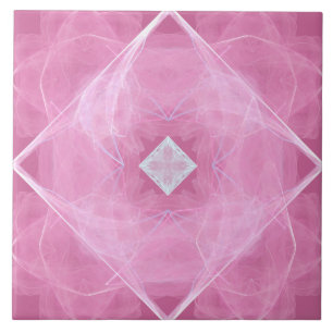 White Diamond on Pink Lace Pattern Ceramic Tile
