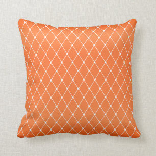 White Diamond Shape Pattern on Orange Cushion