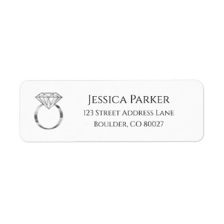 White Diamond Wedding Ring Engaged Return Address Label