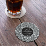 White Diamonds 10th Wedding Anniversary Coaster<br><div class="desc">Elegant white diamonds print geometric cascading pattern with 10th wedding anniversary customisable template.</div>