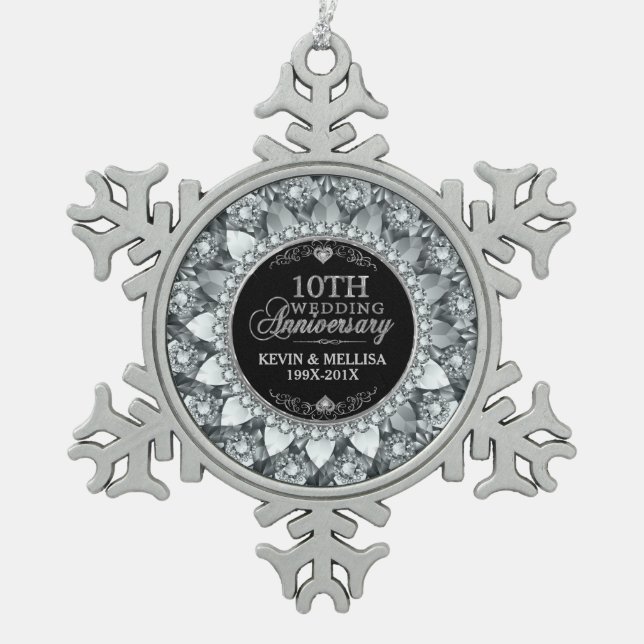 White Diamonds 25th Wedding Anniversary Ornament (Front)