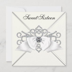 White Diamonds Black White Sweet 16 Birthday Party Invitation