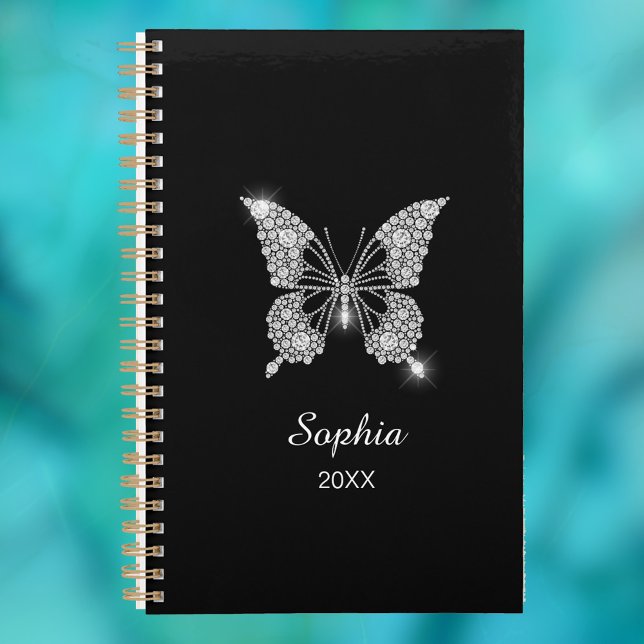 White Diamonds Butterfly, White Script Name, Black Planner (Creator Uploaded)
