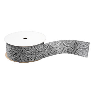 White Diamonds Glitter & Sparkles Circles Pattern Grosgrain Ribbon