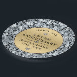 White diamonds & gold 50th wedding anniversary paper plate<br><div class="desc">An elegant image of white incrusted diamonds pattern with gold accents,  customisable 50th gold wedding anniversary.</div>