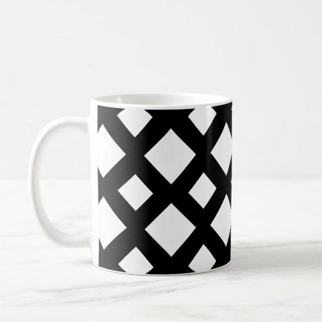 White Diamonds on Black Coffee Mug (Left)