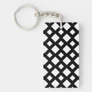 White Diamonds on Black Key Ring