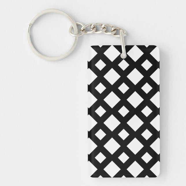 White Diamonds on Black Key Ring (Front)
