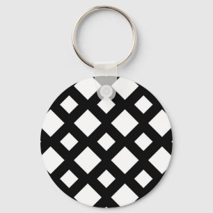 White Diamonds on Black Key Ring