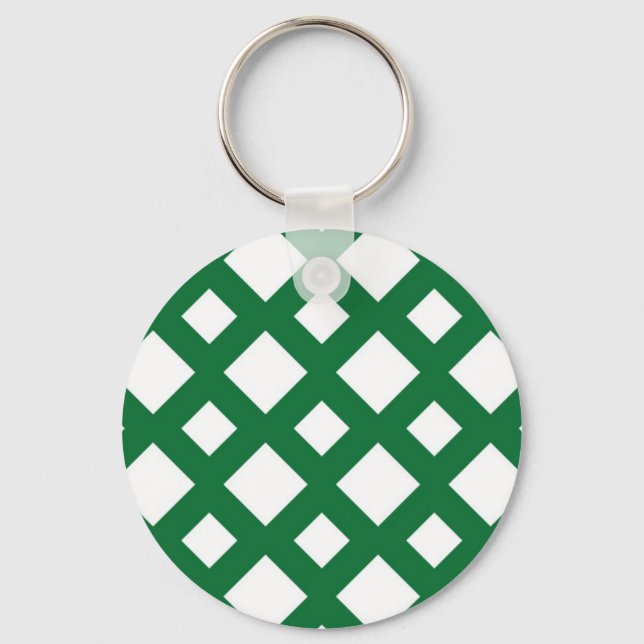 White Diamonds on Green Key Ring (Front)
