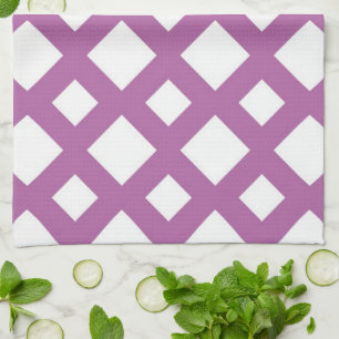 White Diamonds on Lavender Tea Towel
