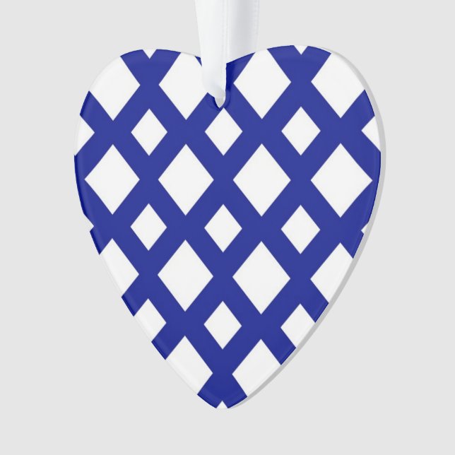 White Diamonds on Navy Ornament (Front)
