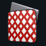 White Diamonds on Red Laptop Sleeve<br><div class="desc">A bold,  geometric pattern of large and small white diamonds on a red background. The red forms a lattice which separates the diamond shapes. 

 Digitally created 9000 x 6000 pixel image. 
 Copyright ©2013 Claire E. Skinner,  All rights reserved.</div>