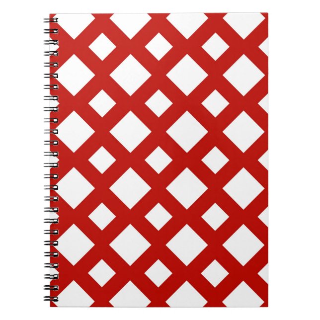 White Diamonds on Red Notebook (Front)