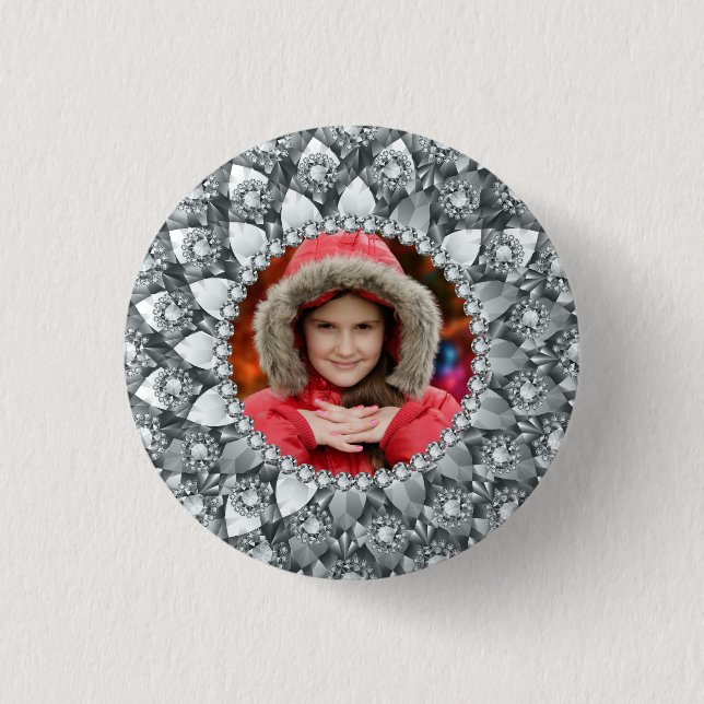 White Diamonds Photo Frame 3 Cm Round Badge (Front)