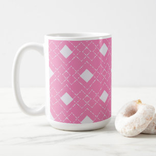 White Diamonds Pink Background Coffee Mug