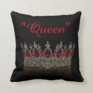 White Diamonds Red Rubies Queen Crown Cushion