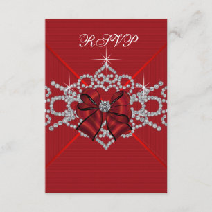 White Diamonds Red Sweet 16 Birthday Party RSVP Card