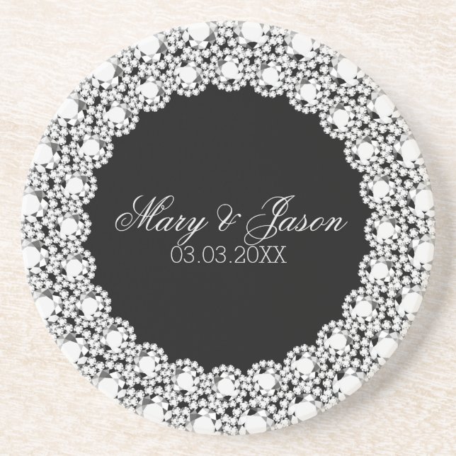 White Diamonds- Save The Date Coaster (Front)
