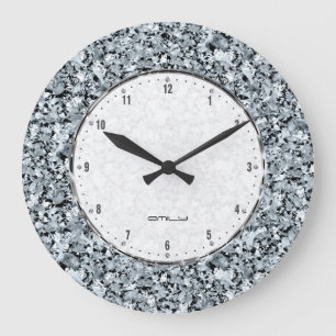 White Diamonds Seamless Pattern Large Clock