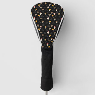White Diamonds Shape Mushroom Types Fungi Black Golf Head Cover