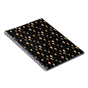 White Diamonds Shape Mushroom Types Fungi Black Notebook