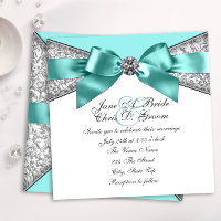 White Diamonds Teal Blue Wedding