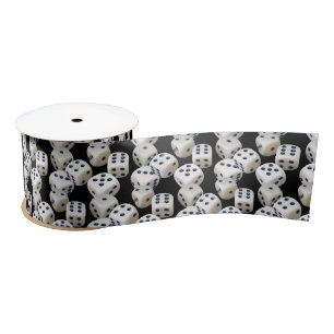 White Dice On Black Satin Ribbon