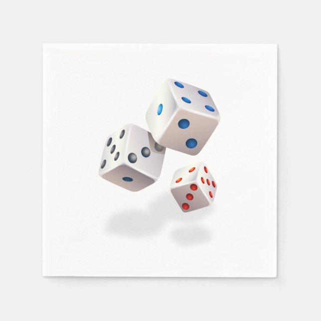 White Dice With Colourful Dots Napkin (Front)
