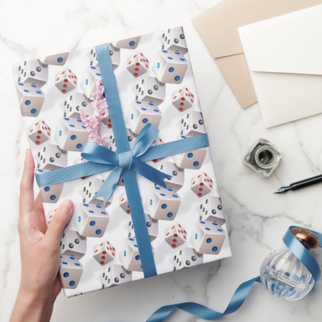 White Dice With Colourful Dots Wrapping Paper (Gifting)