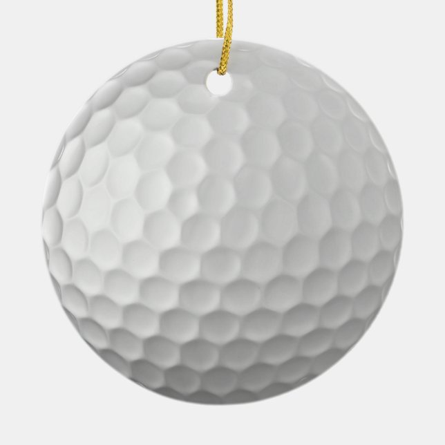 White Dimpled Golf Ball Texture Ceramic Ornament (Front)
