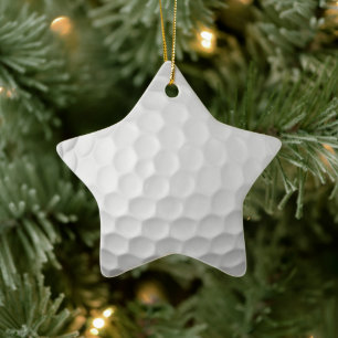 White Dimpled Golf Ball Texture Ceramic Ornament