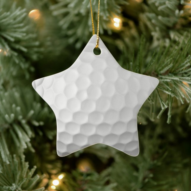White Dimpled Golf Ball Texture Ceramic Ornament (Tree)