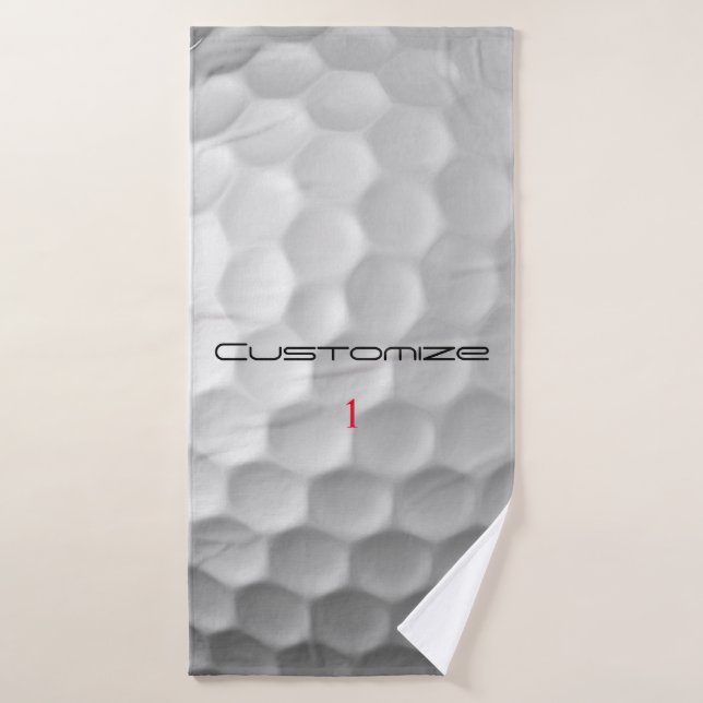 White Dimpled Golf Ball Texture Custom Name Number Bath Towel (Bath Towel)