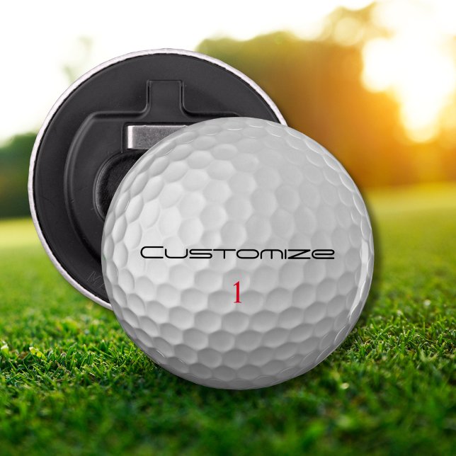 White Dimpled Golf Ball Texture Custom Name Number Bottle Opener (Creator Uploaded)