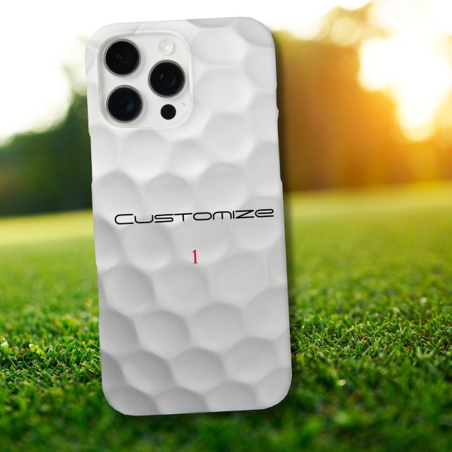 White Dimpled Golf Ball Texture Custom Name Number Case-Mate iPhone Case (Creator Uploaded)