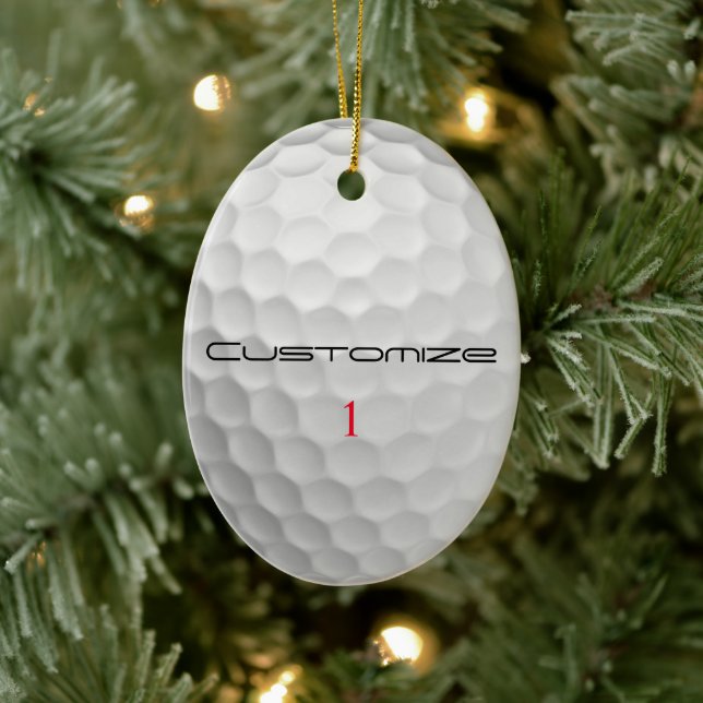 White Dimpled Golf Ball Texture Custom Name Number Ceramic Ornament (Tree)